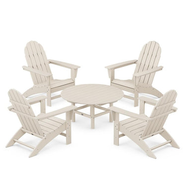 POLYWOOD Vineyard 5-Piece Adirondack Chair Conversation Set - Sand